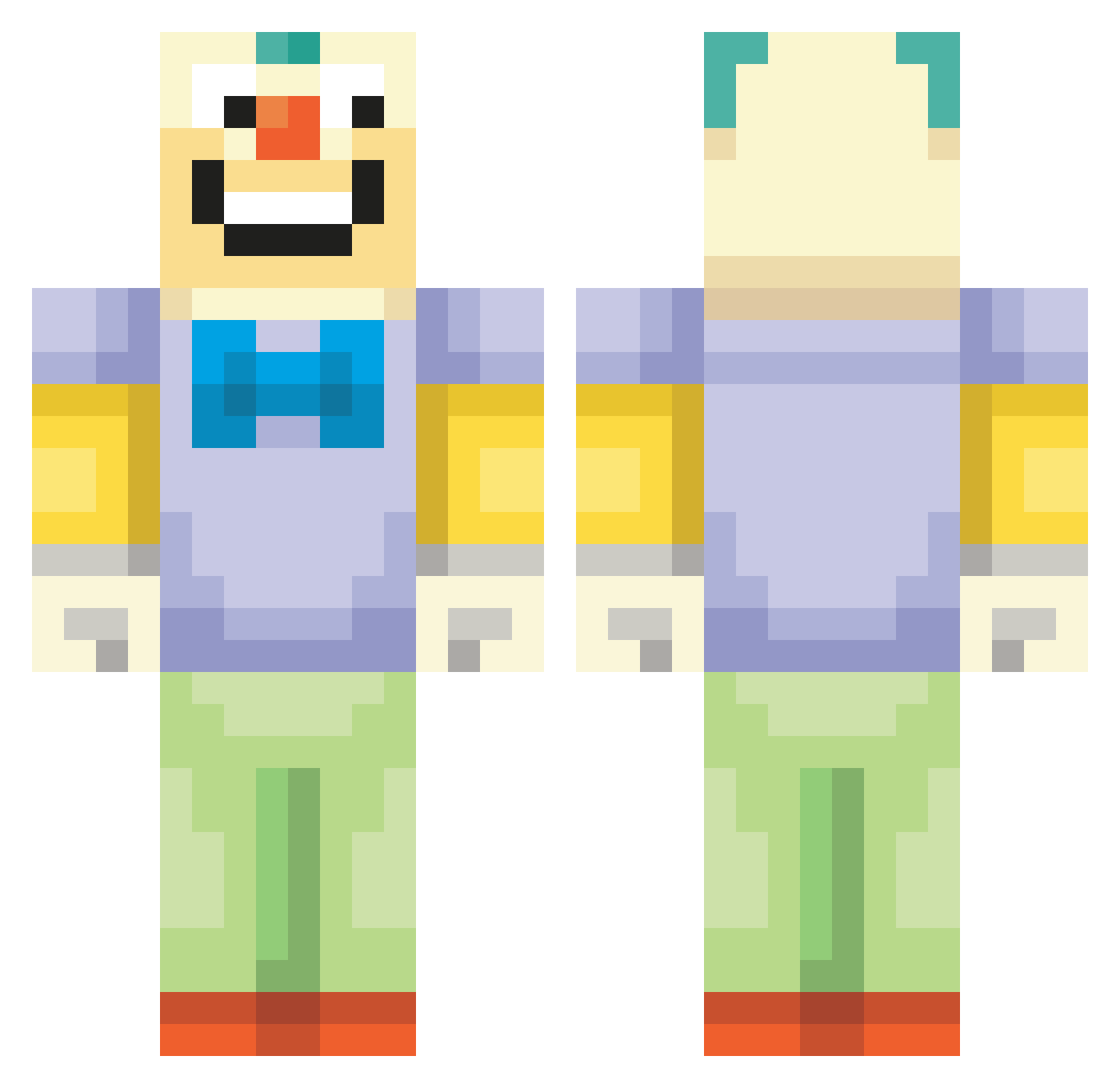 Wickel_narrow99 Minecraft skin, front and back view