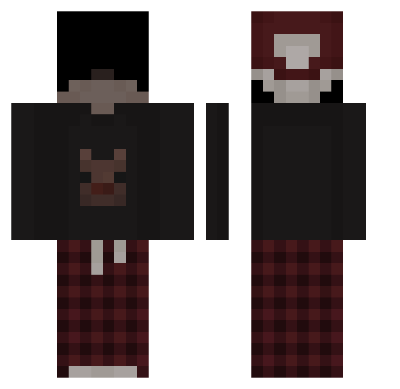 qmoii Minecraft skin, front and back view