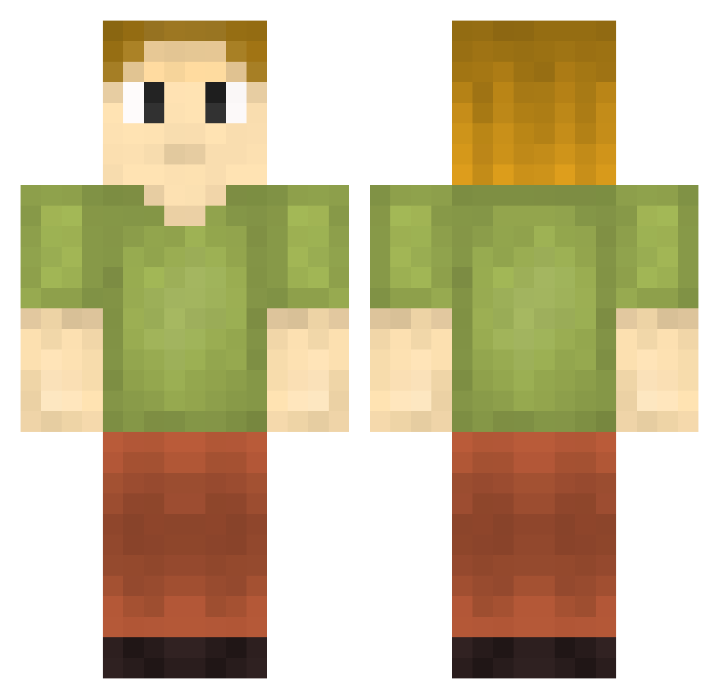Ale Minecraft skin, front and back view