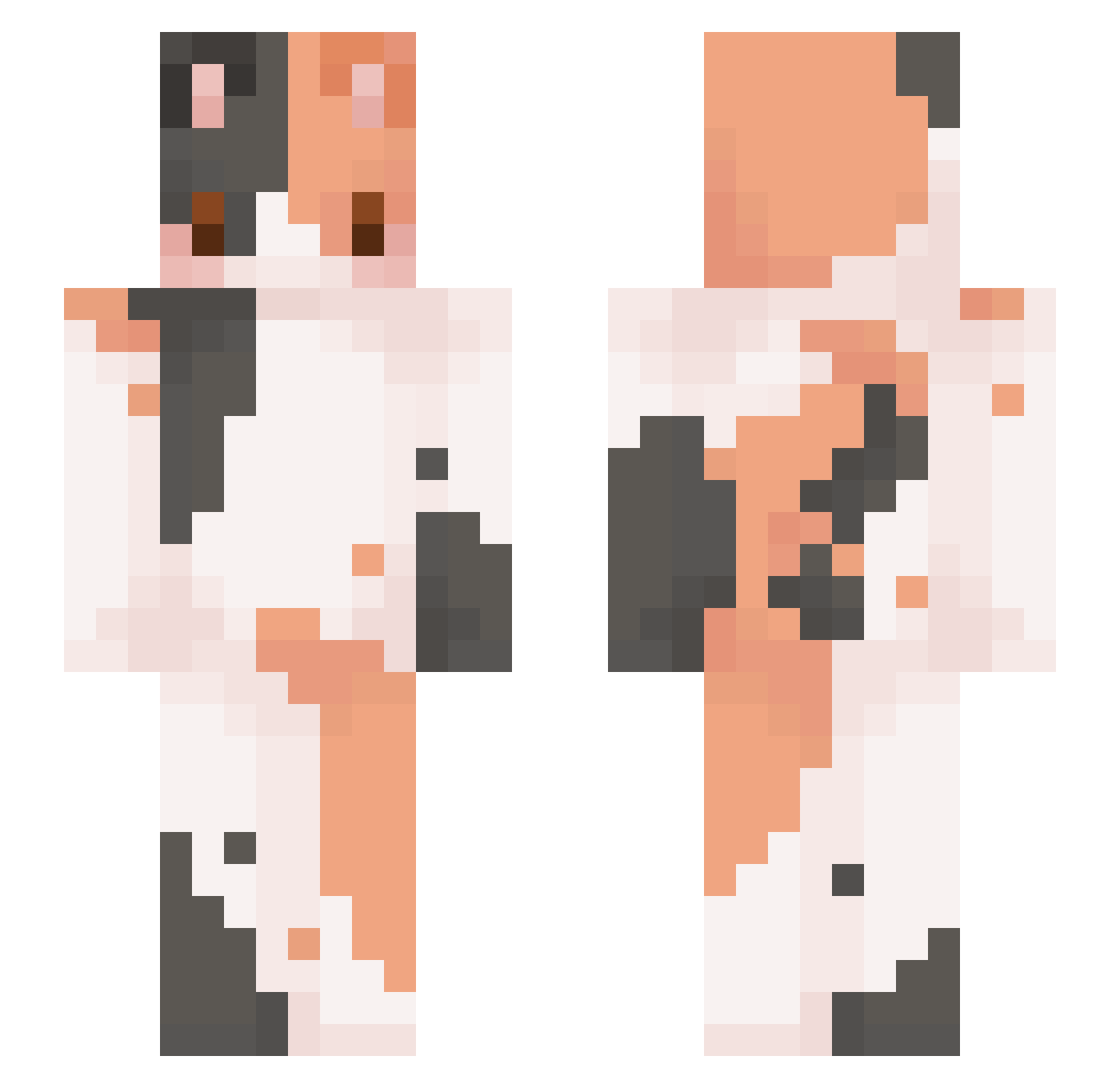 Meowfers Minecraft skin, front and back view