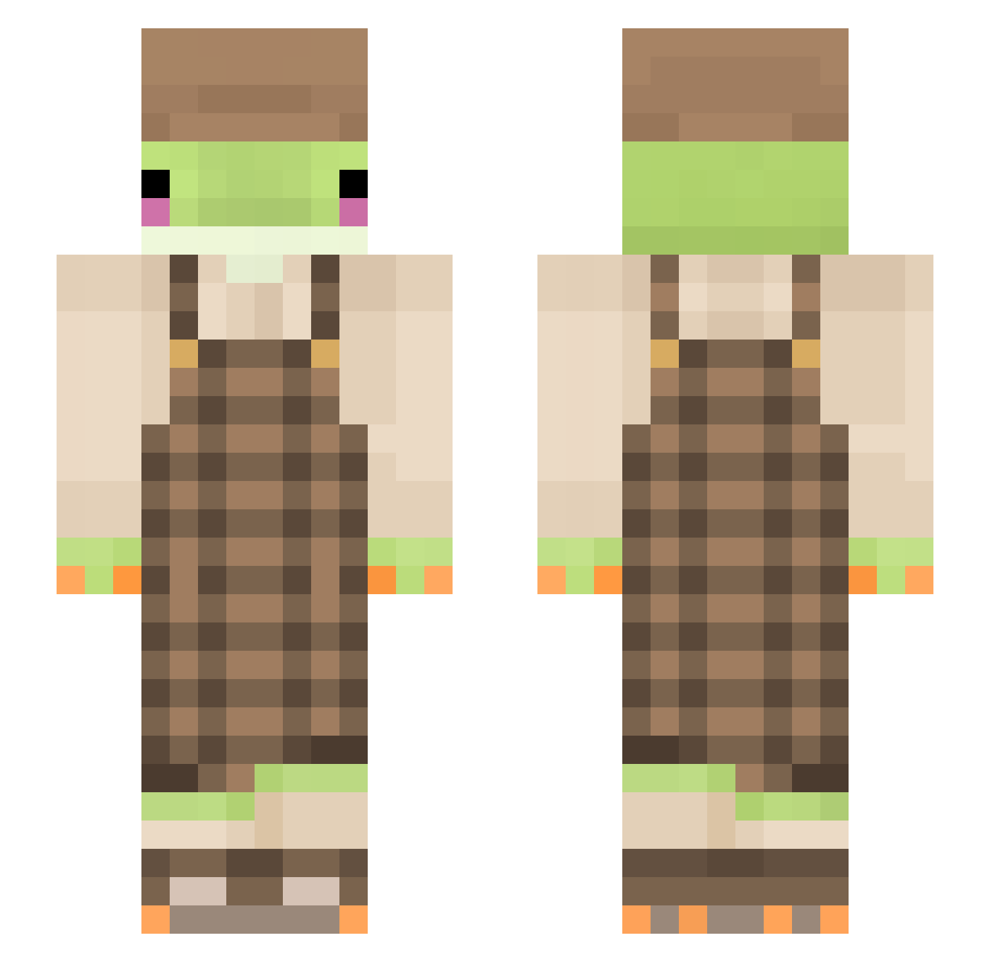 PrimeFixo Minecraft skin, front and back view