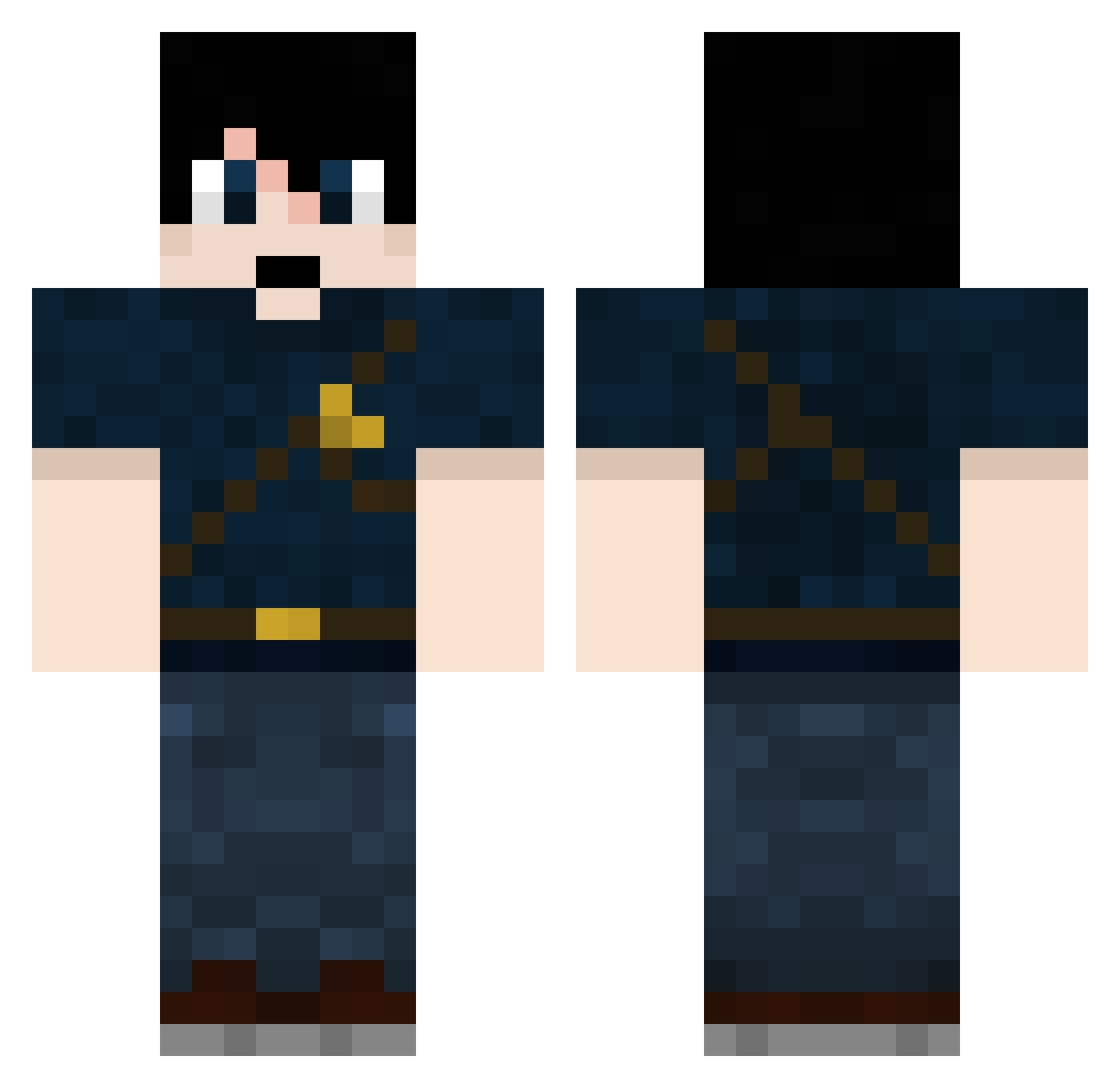 Xetha Minecraft skin, front and back view
