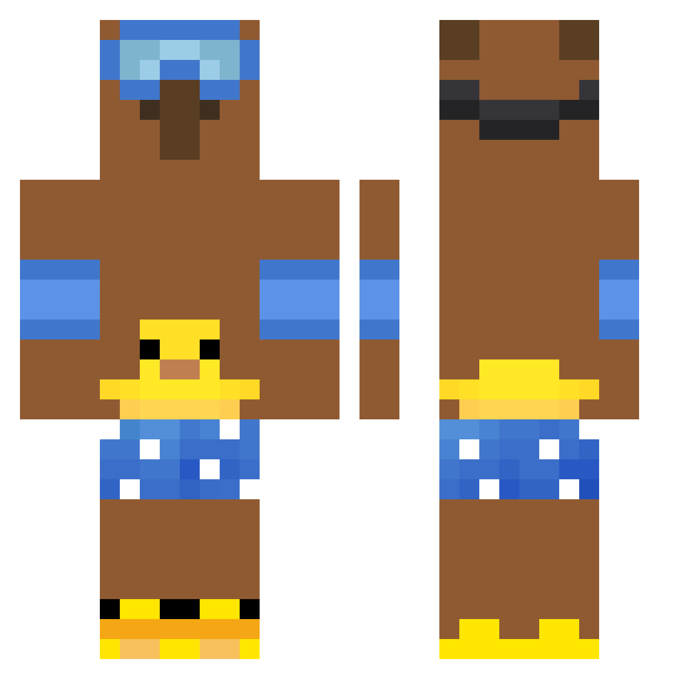 Nerfado Minecraft skin, front and back view
