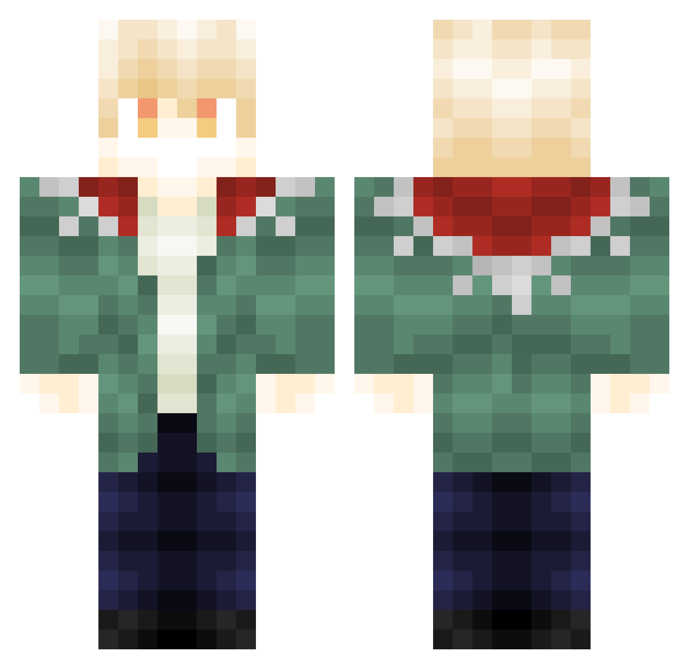 PeppaPepe Minecraft skin, front and back view