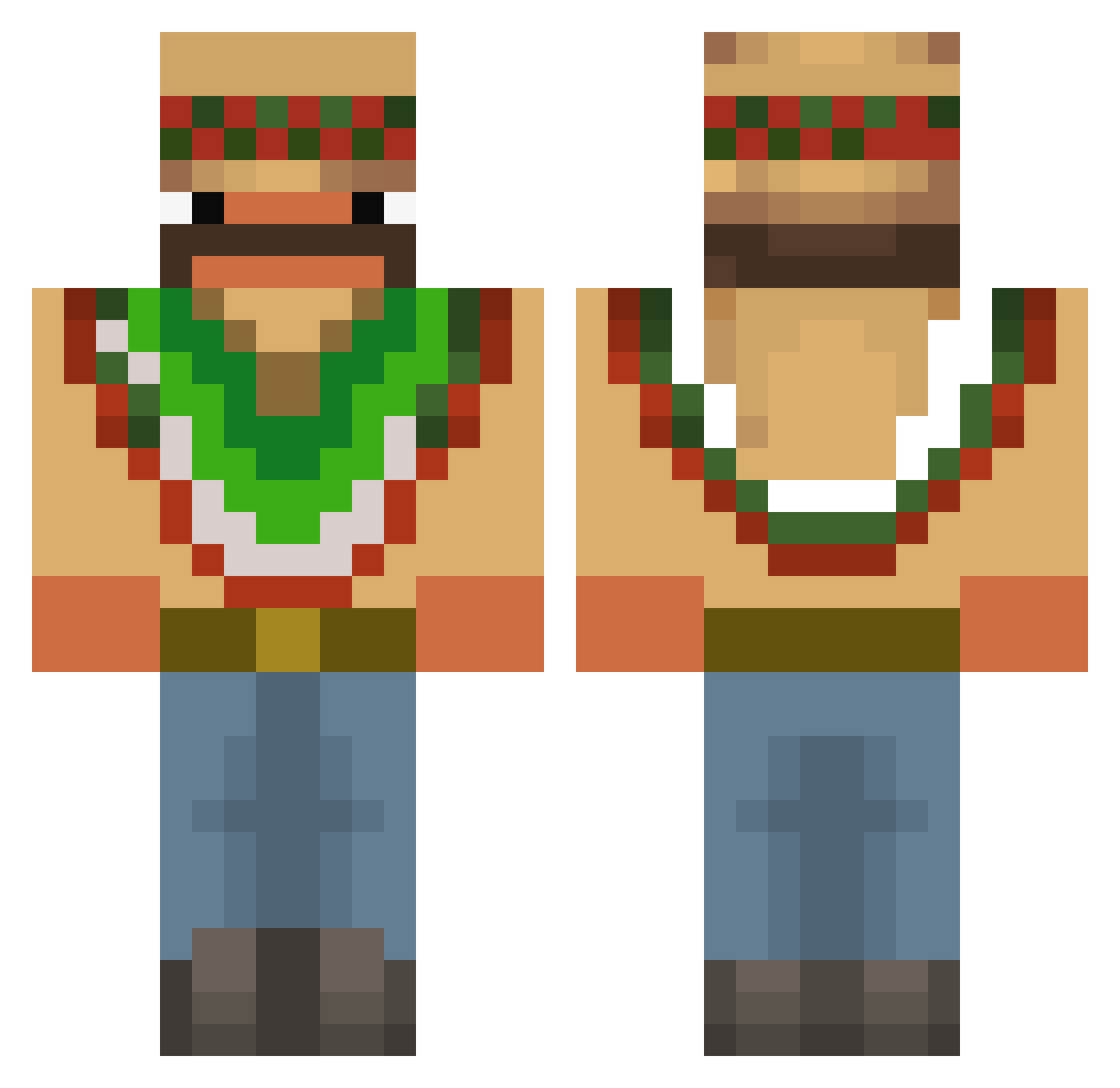 DerWendler Minecraft skin, front and back view