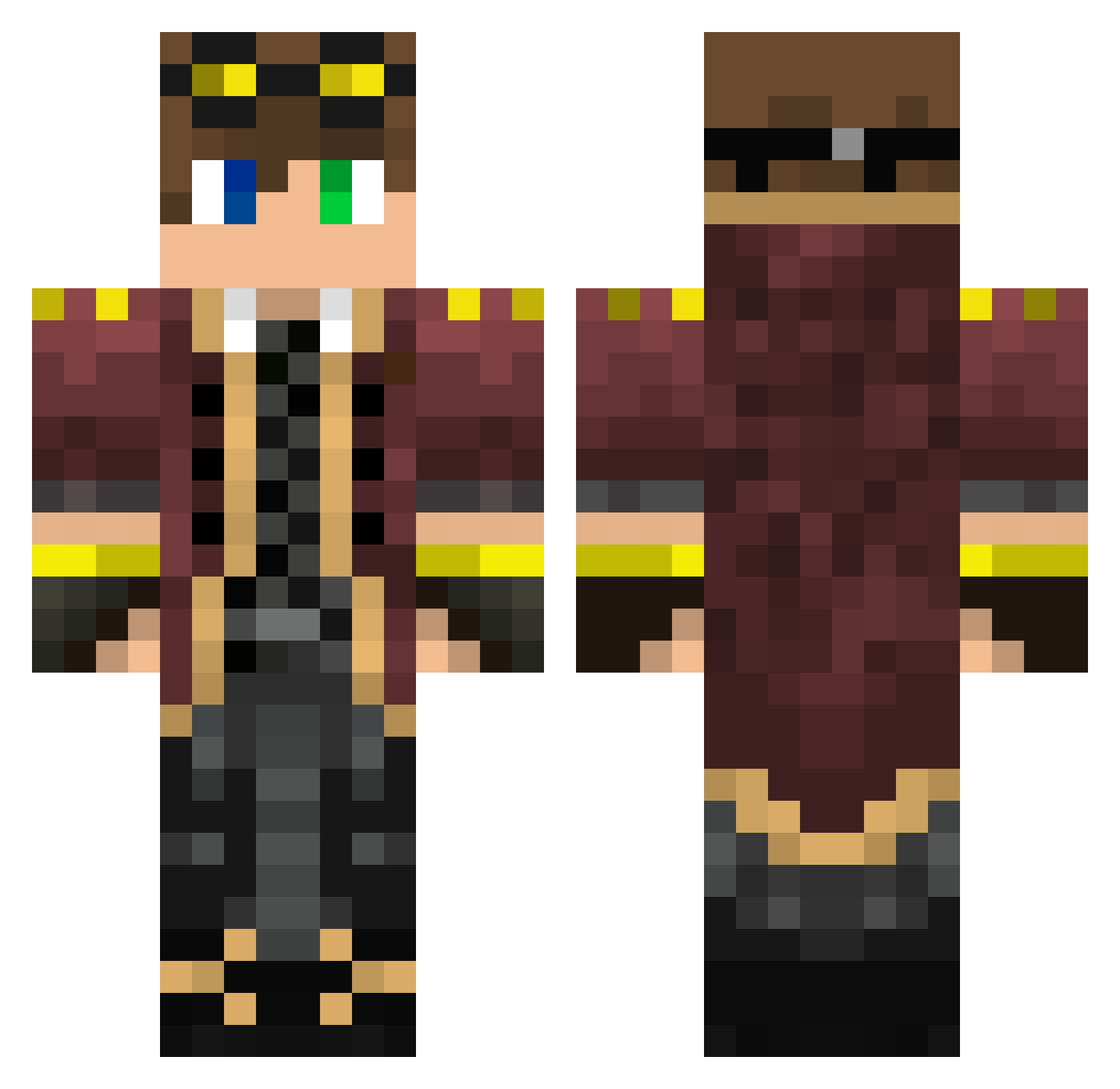 Stygial Minecraft skin, front and back view