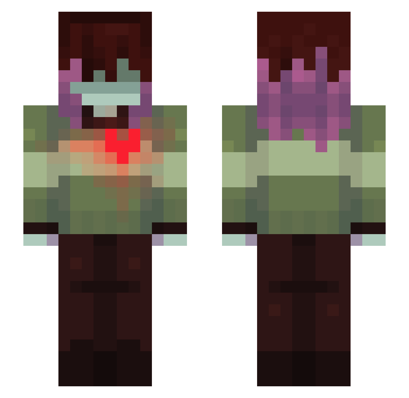 Pojoblade Minecraft skin, front and back view