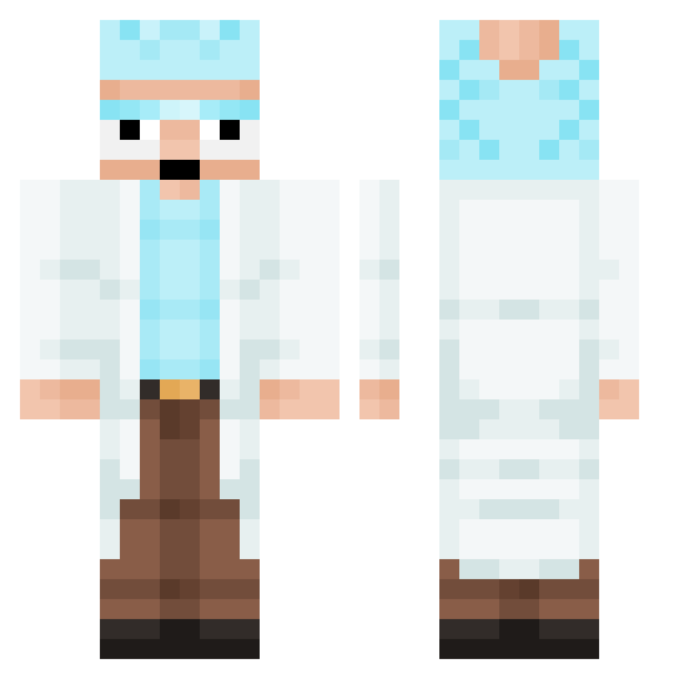 FBakken Minecraft skin, front and back view
