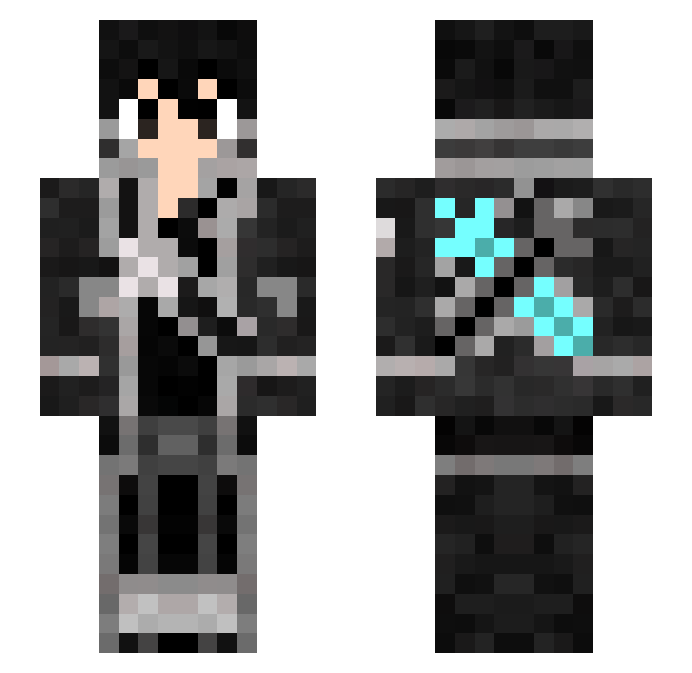 WhiteSwordmaster Minecraft skin, front and back view
