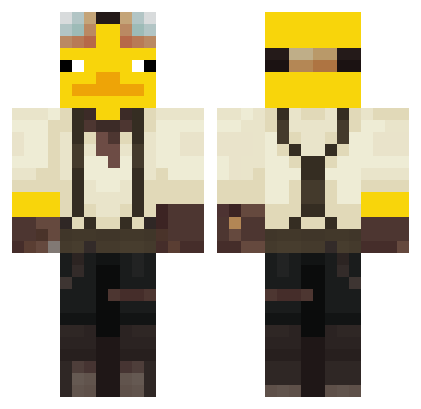 Chorial Minecraft skin, front and back view