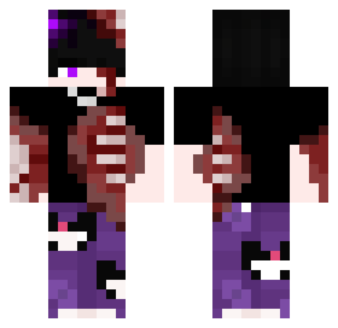 Bensonfox Minecraft skin, front and back view