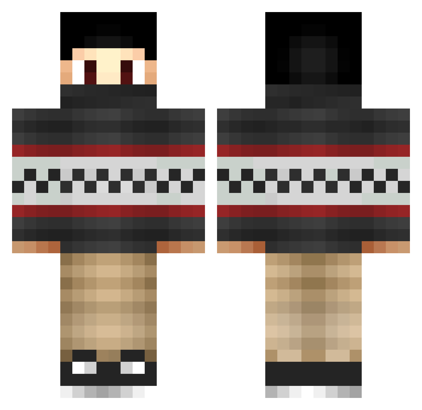 Nonviable Minecraft skin, front and back view