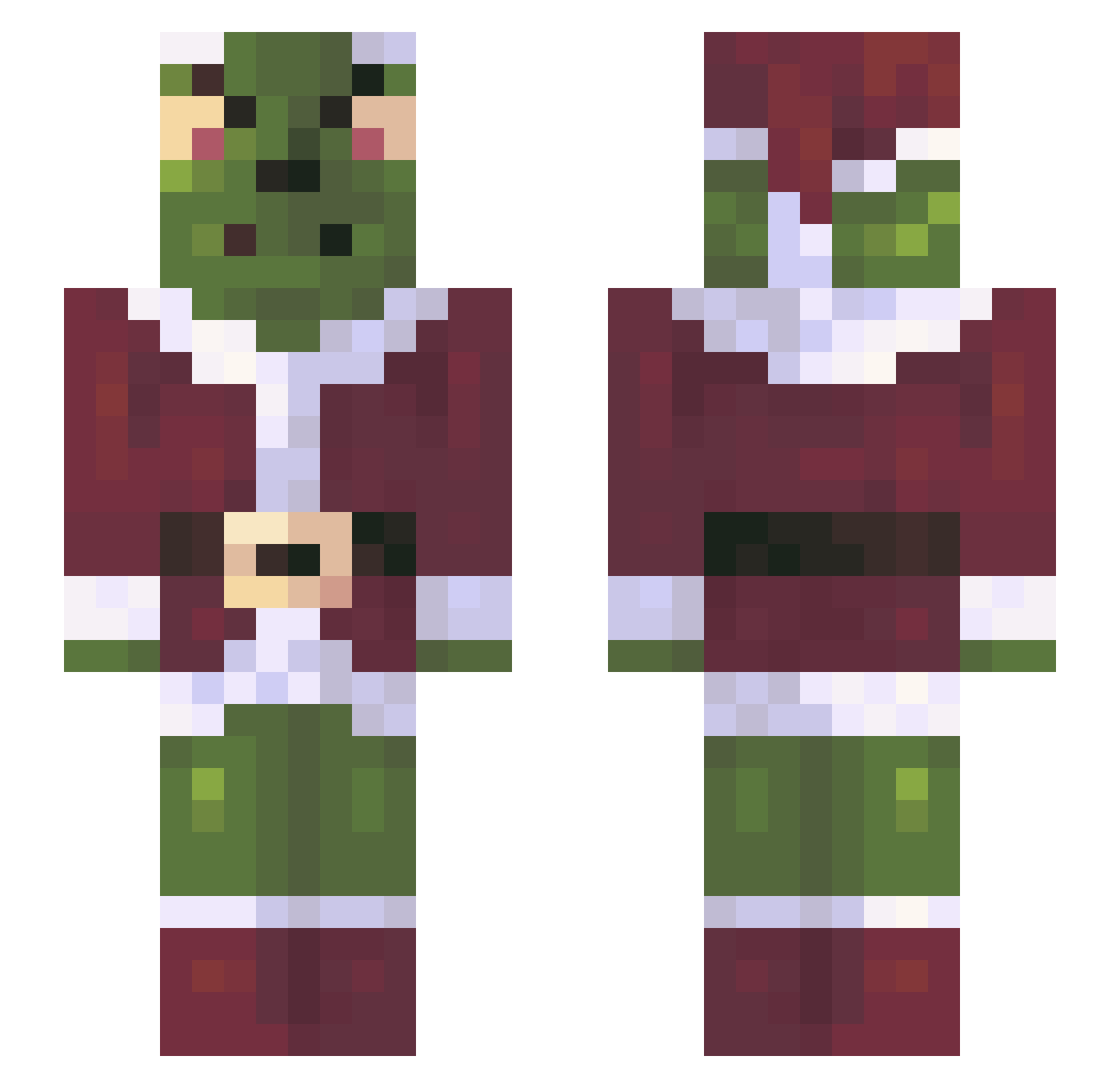 85r8 Minecraft skin, front and back view
