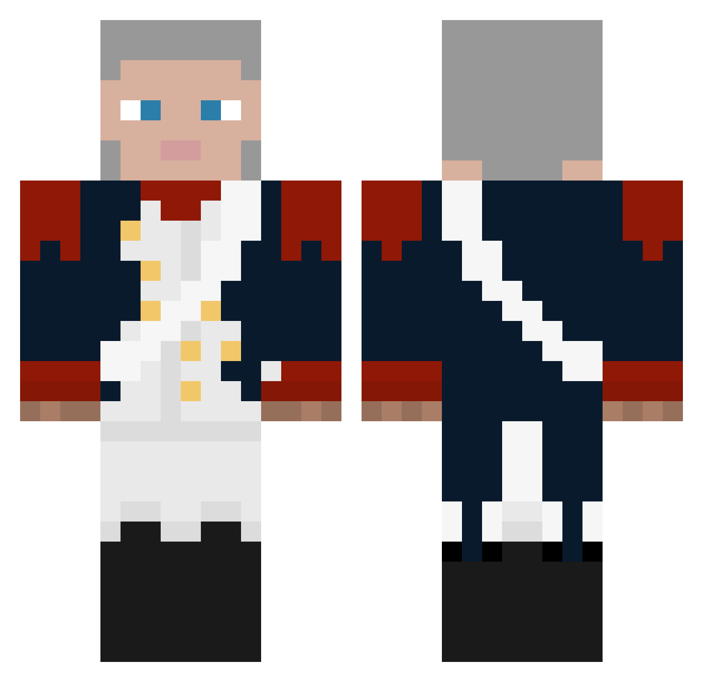 Ewanology Minecraft skin, front and back view