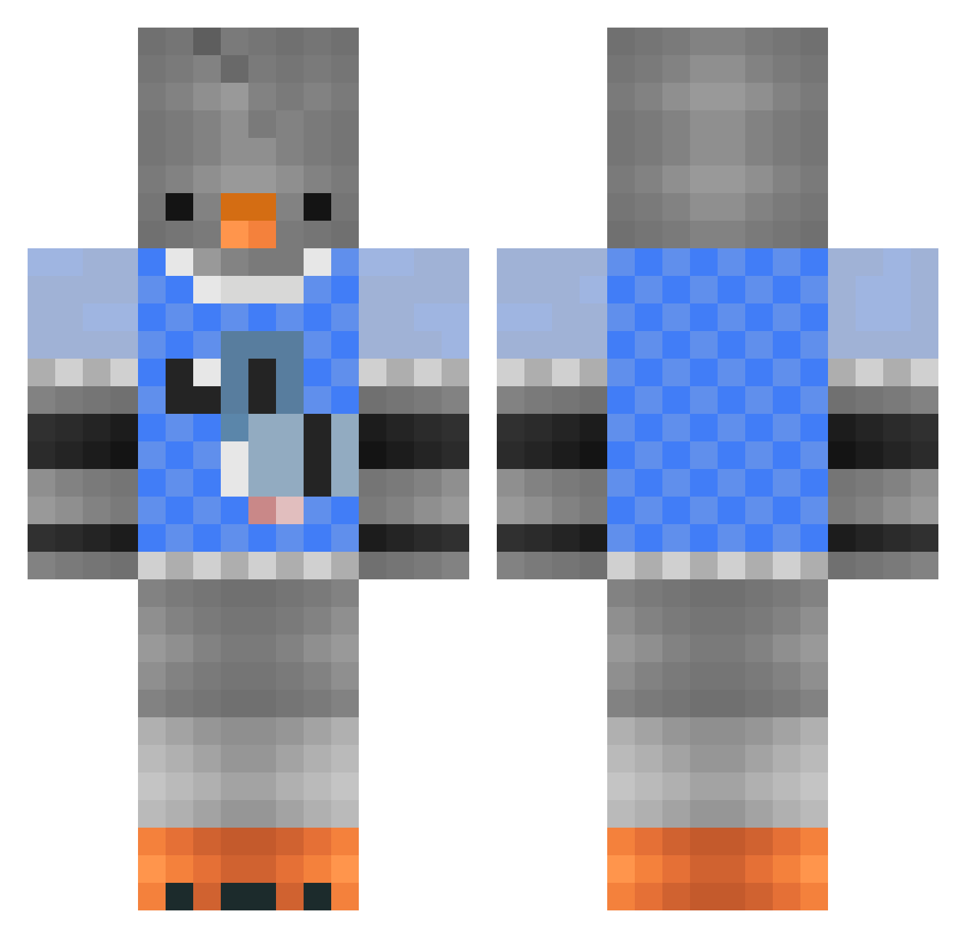 FloFlee Minecraft skin, front and back view