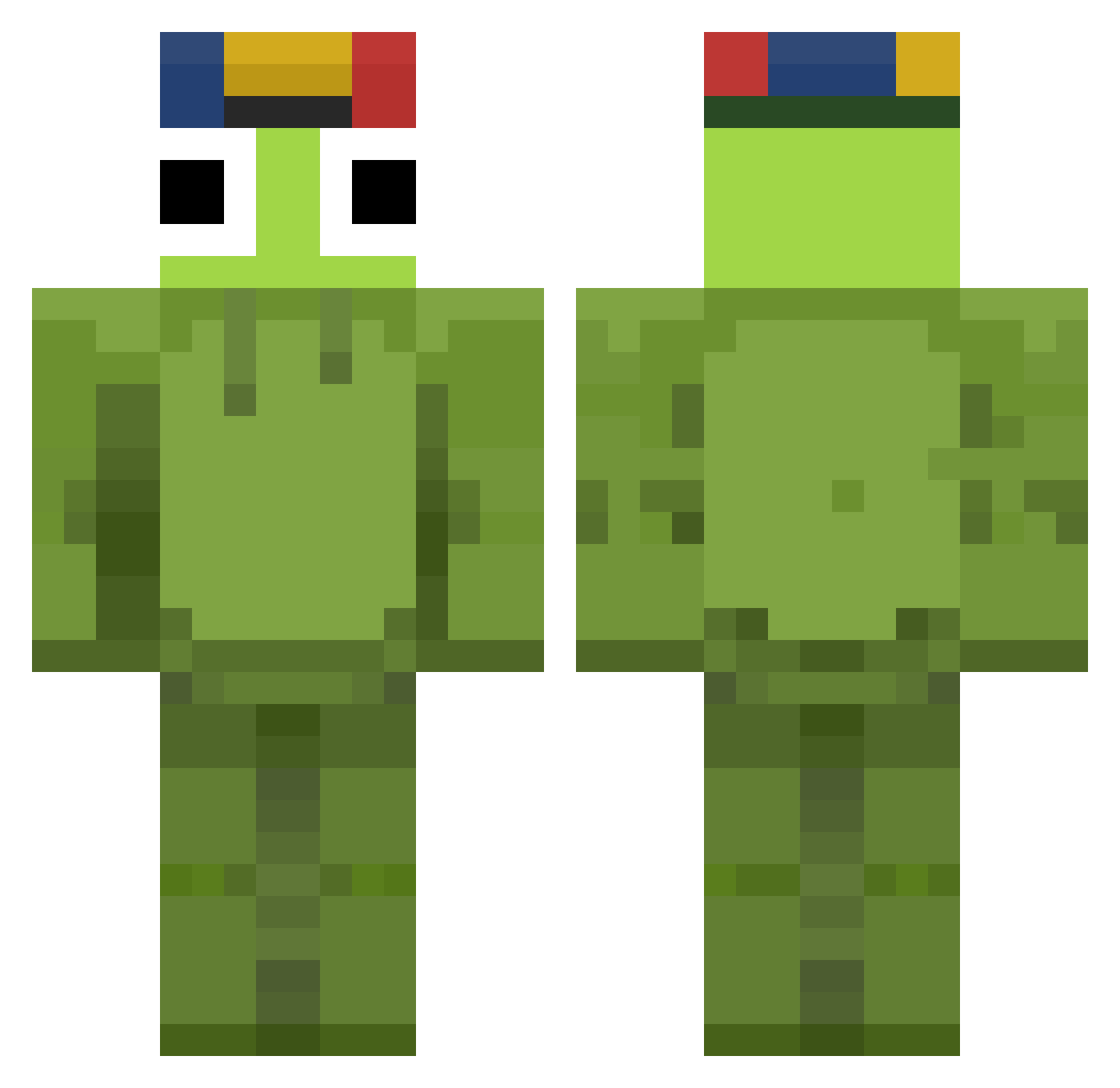 Smaskas Minecraft skin, front and back view