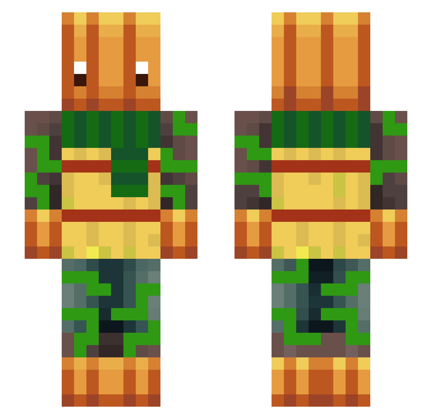 Cucurbit Minecraft skin, front and back view