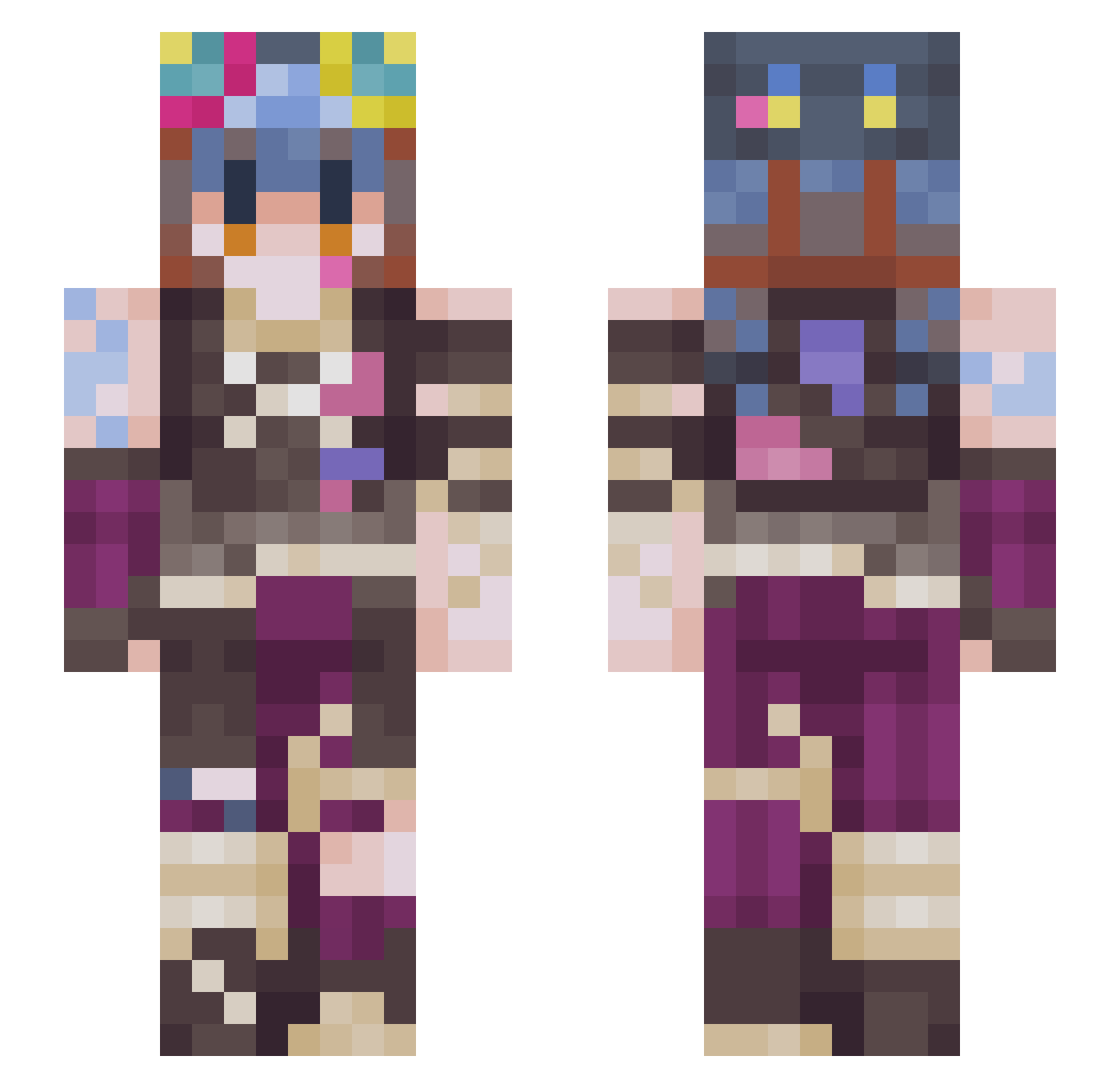 Paixmali Minecraft skin, front and back view