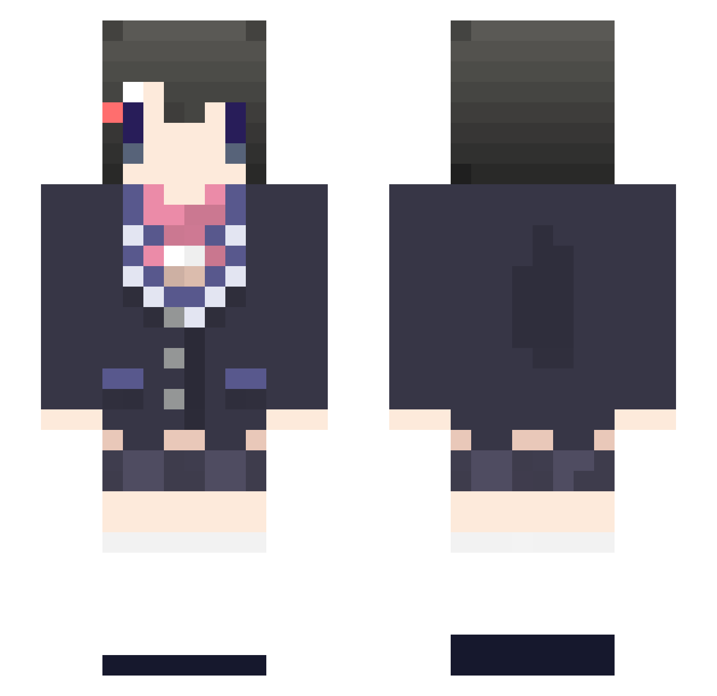 Kuro_654321 Minecraft skin, front and back view
