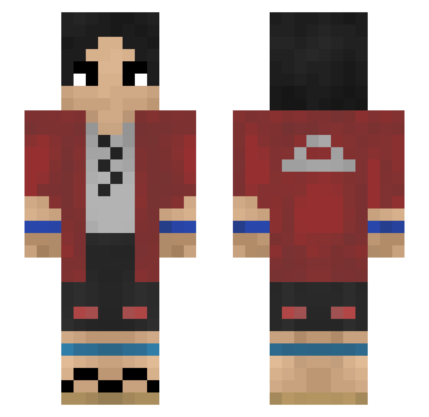 RabJu Minecraft skin, front and back view