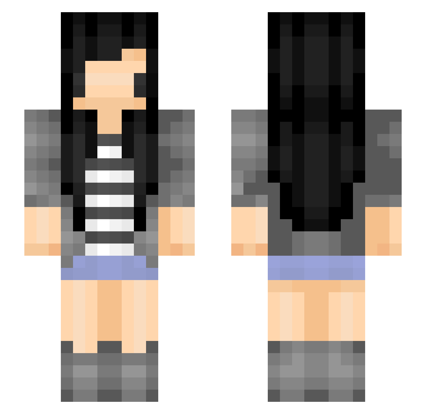 Femboy Minecraft skin, front and back view