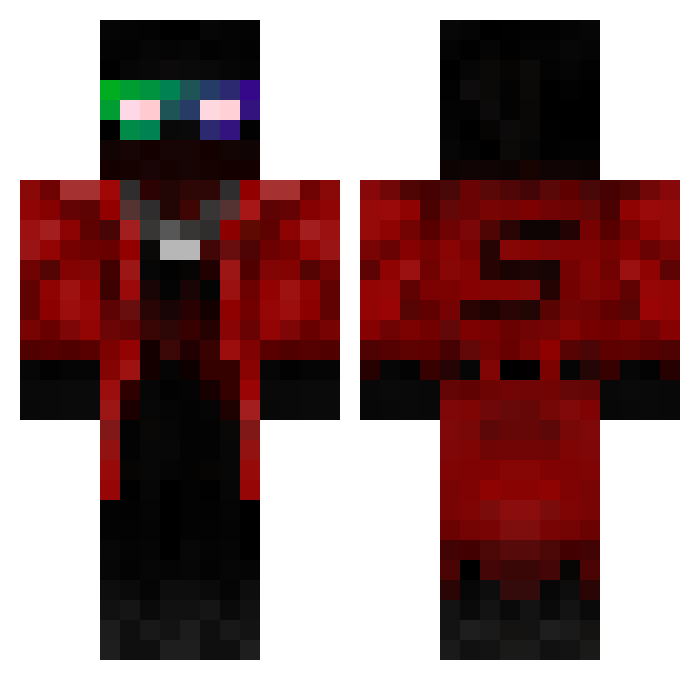Shaded Minecraft skin, front and back view