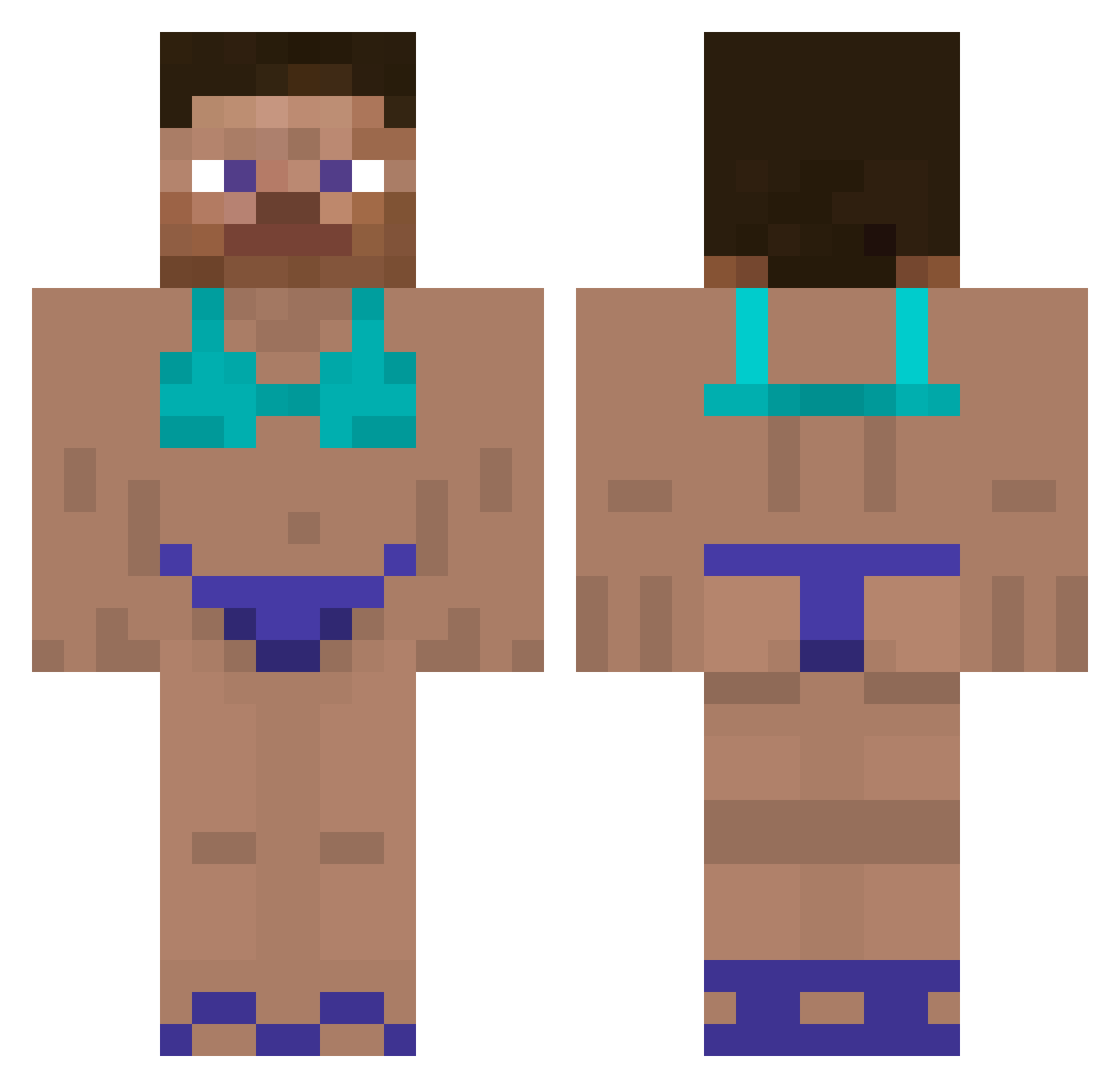 pznm Minecraft skin, front and back view