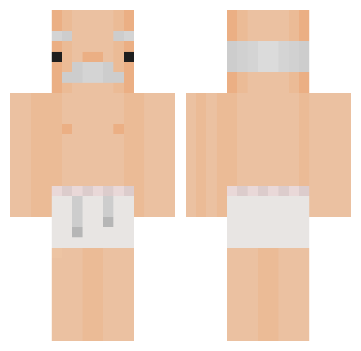 bustquik Minecraft skin, front and back view