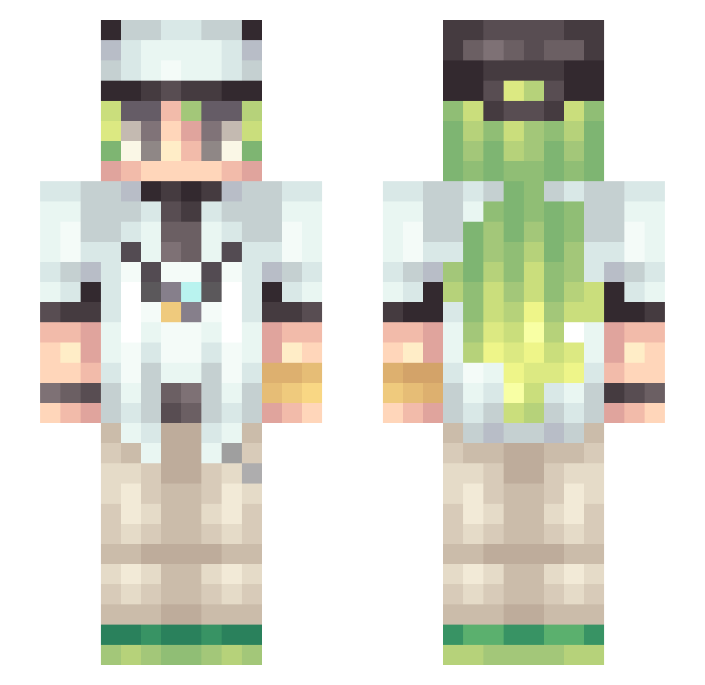Agentent Minecraft skin, front and back view