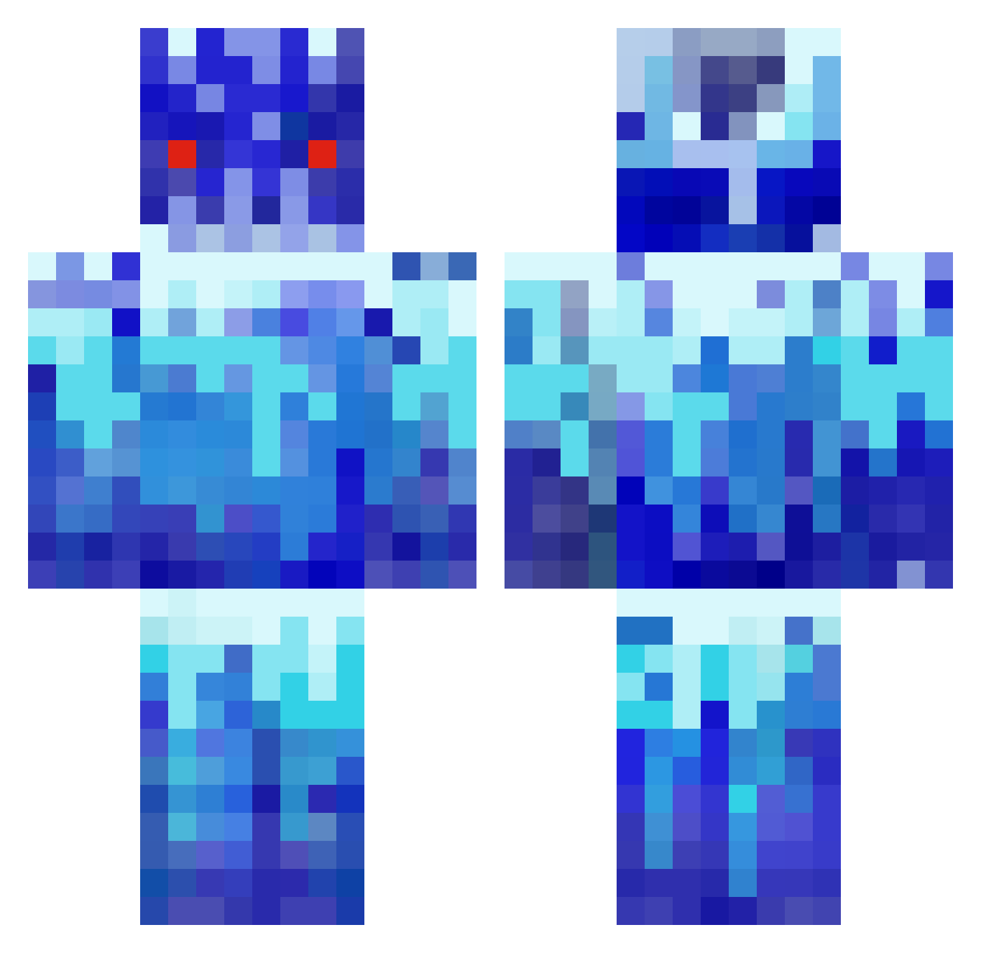 Diluvium Minecraft skin, front and back view