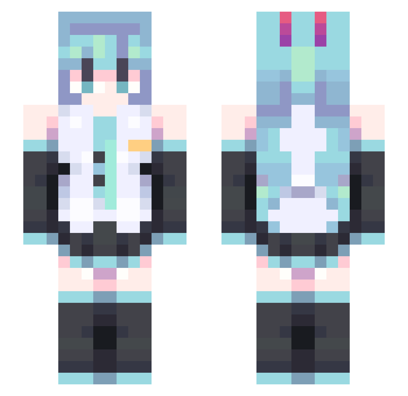 wang23 Minecraft skin, front and back view