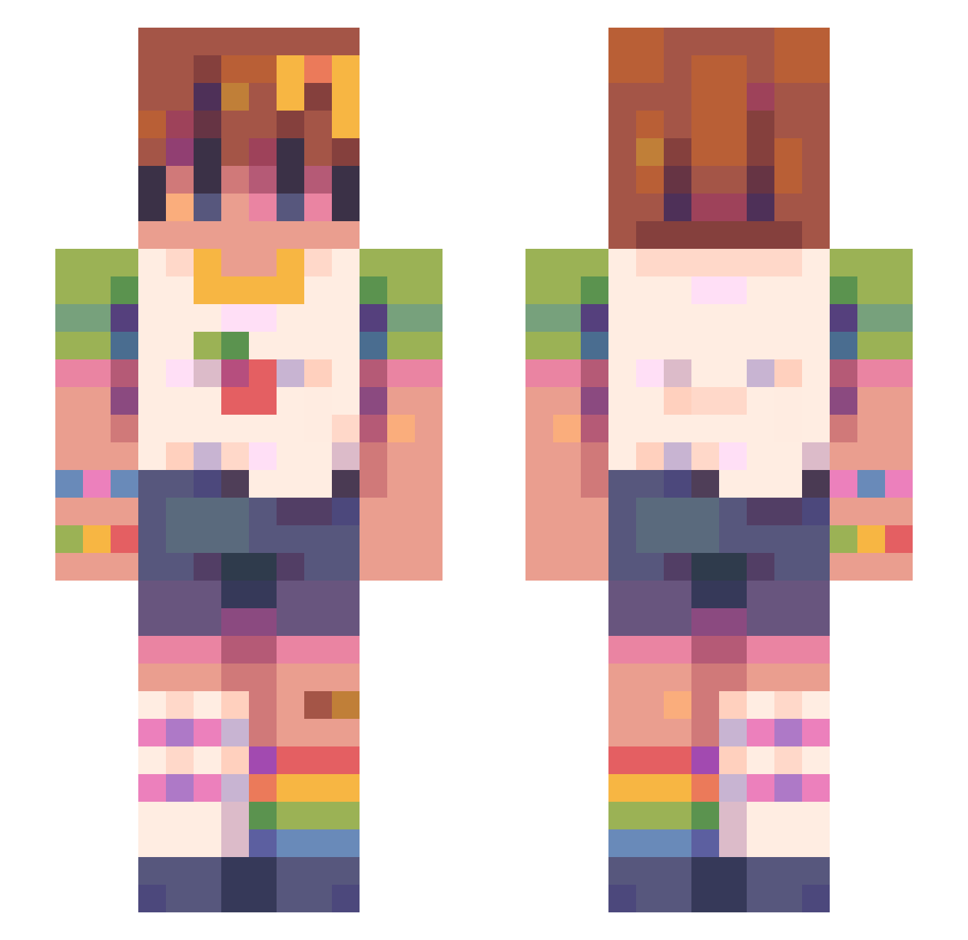 Camouflaging Minecraft skin, front and back view