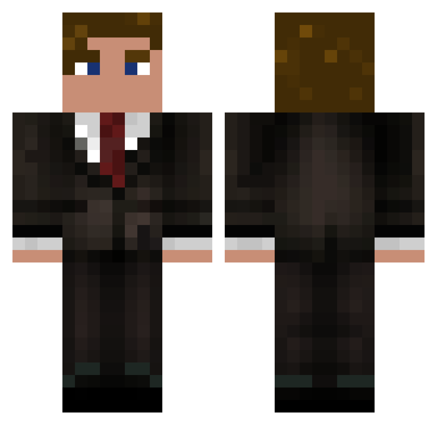 Enkilav Minecraft skin, front and back view