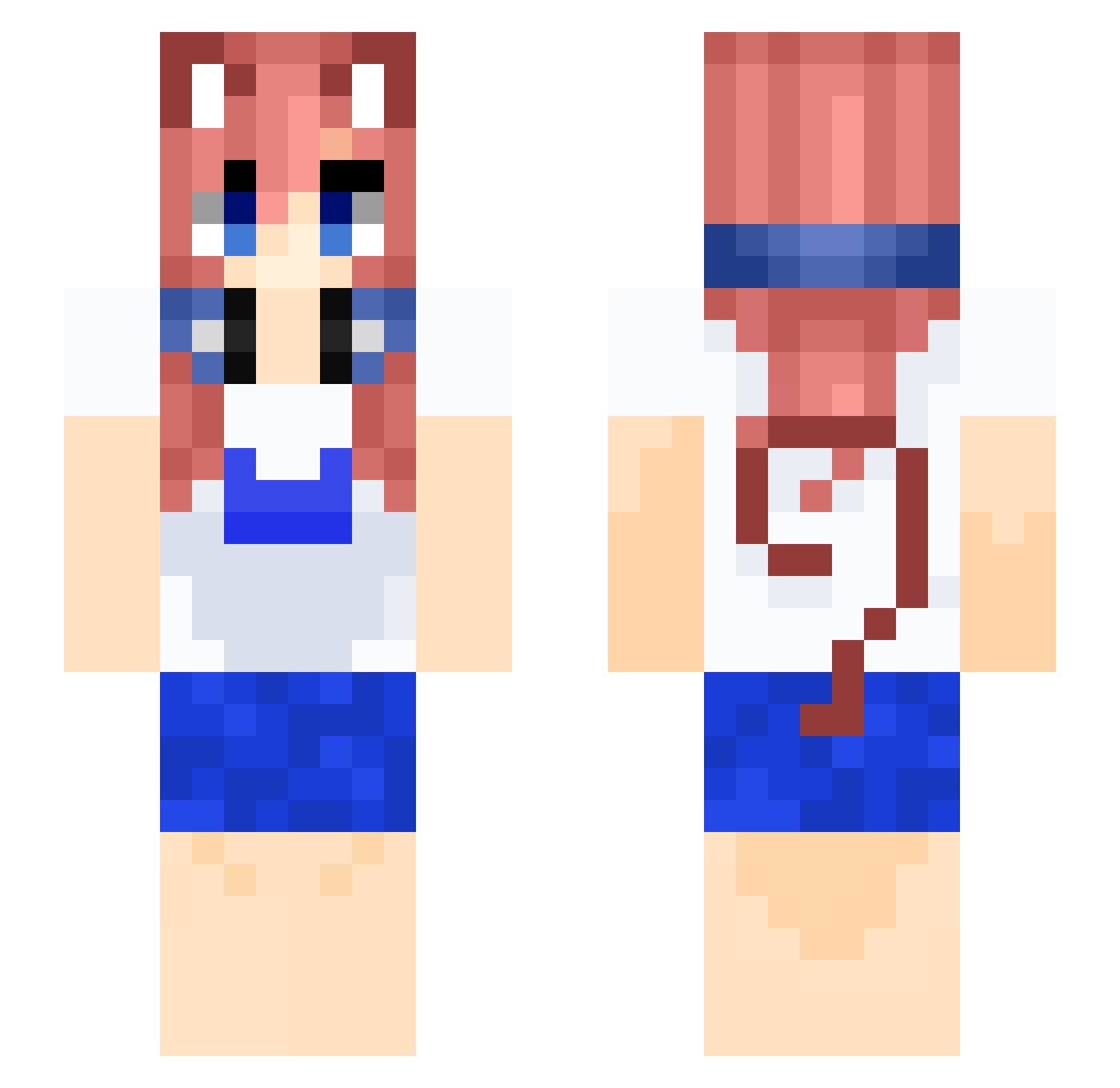 pizzaponies Minecraft skin, front and back view