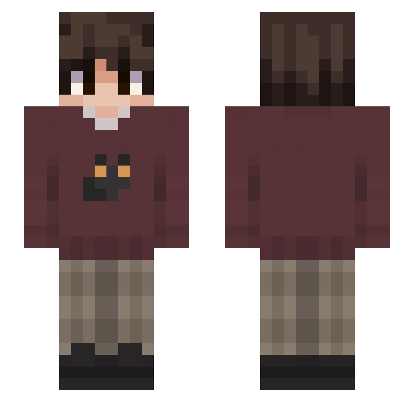 __Kaleb Minecraft skin, front and back view