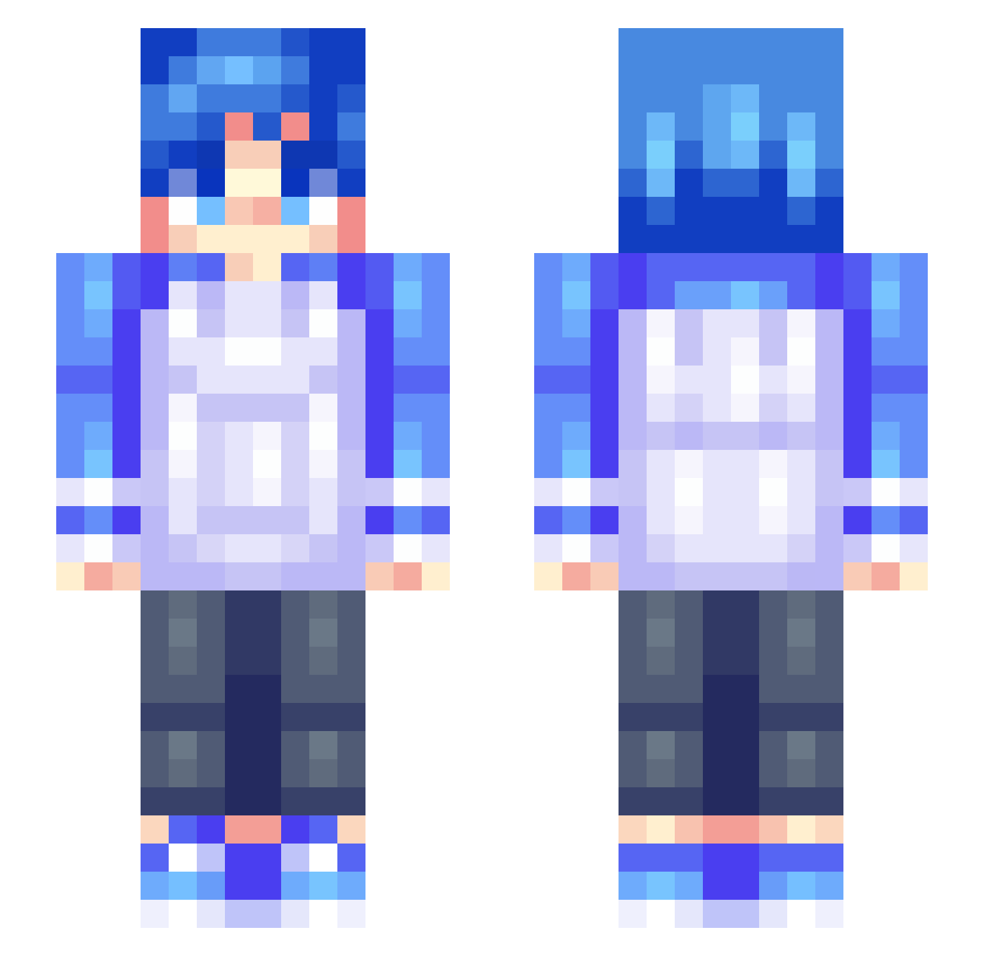Muer77 Minecraft skin, front and back view