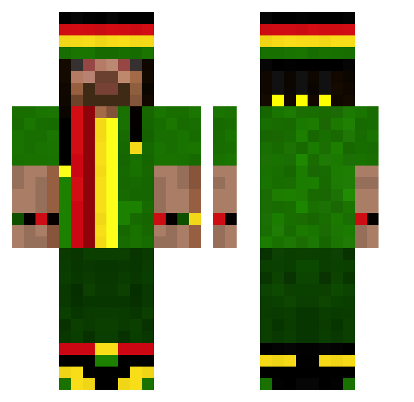 Borrelhapjes Minecraft skin, front and back view