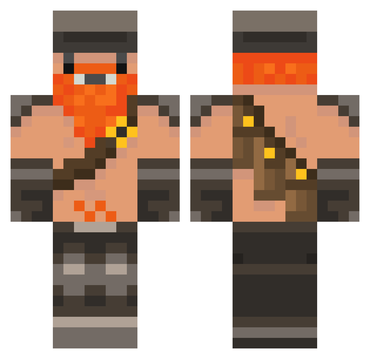 TheBeast360 Minecraft skin, front and back view