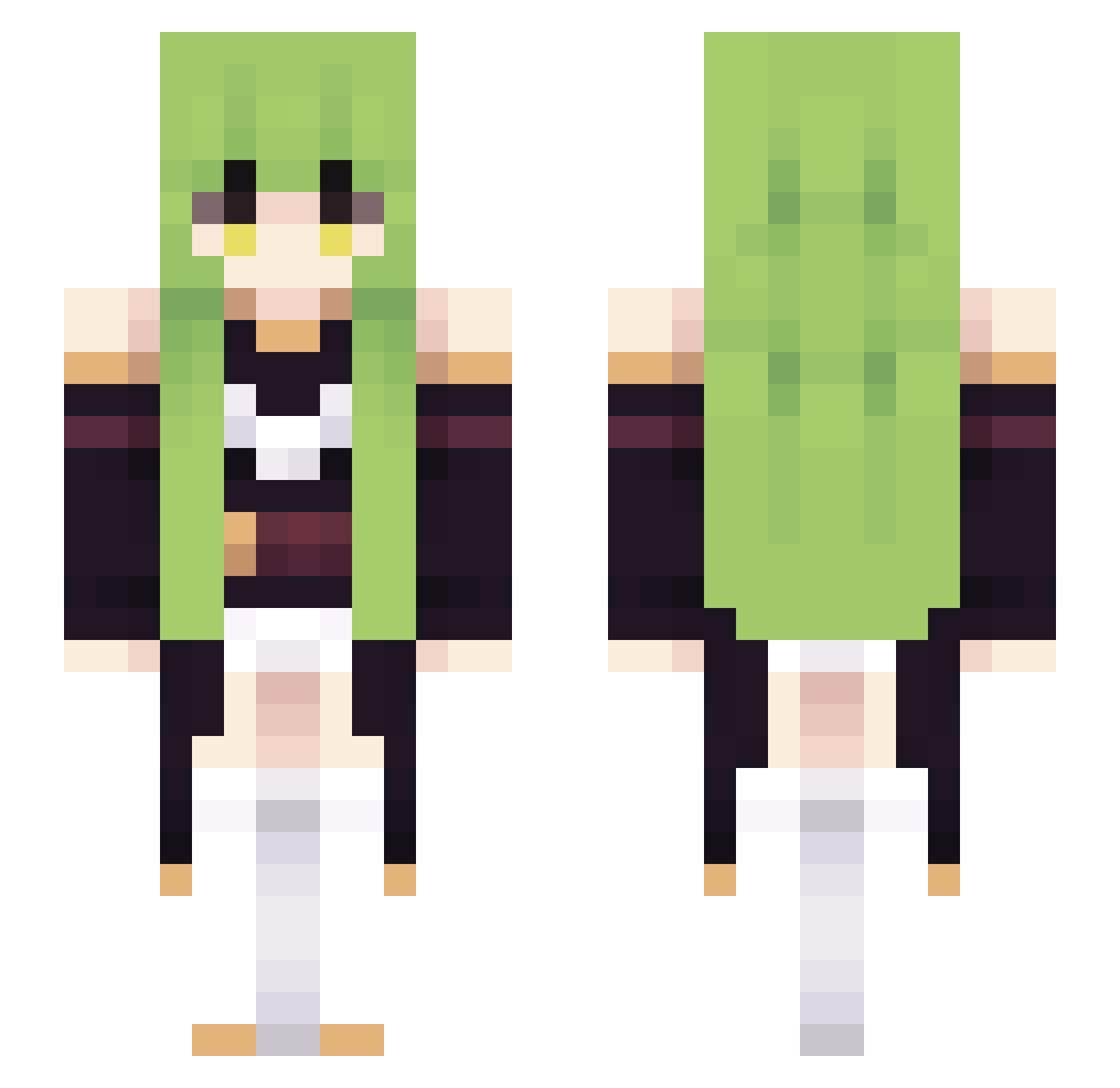 midorenha Minecraft skin, front and back view