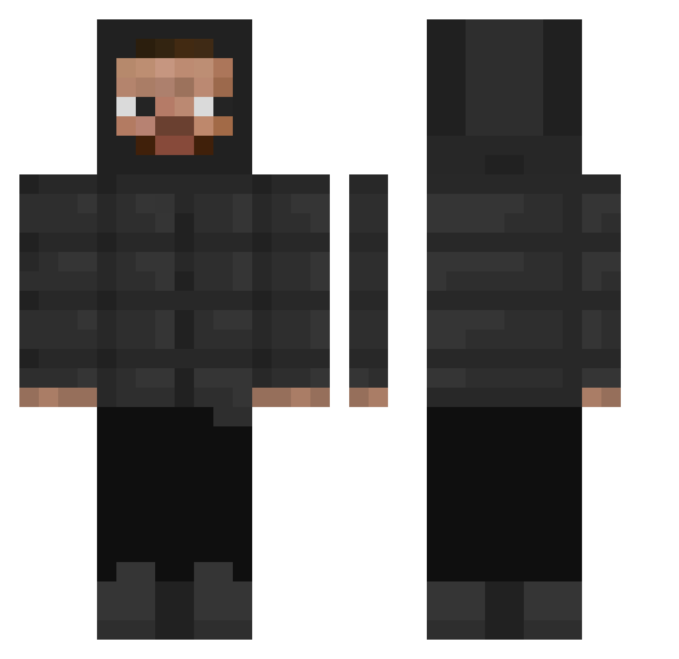 TheBlackAangel Minecraft skin, front and back view