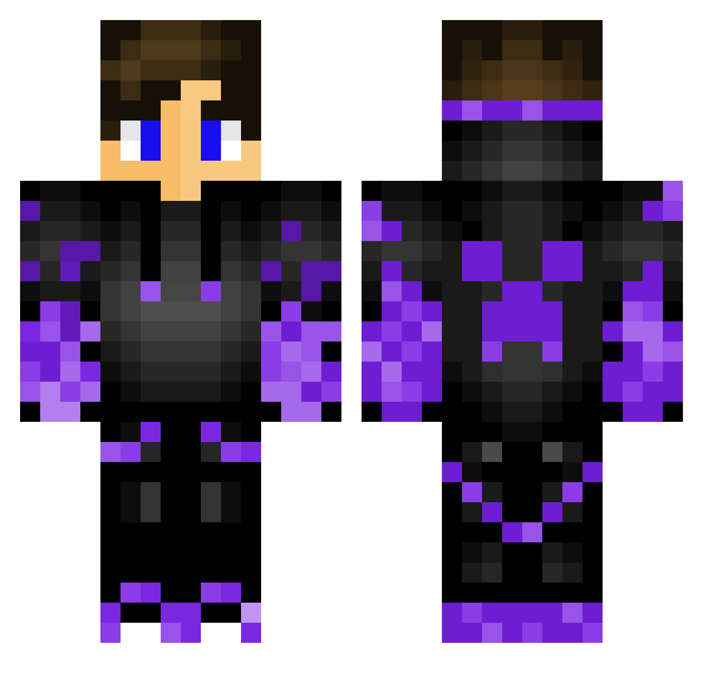 qlements Minecraft skin, front and back view
