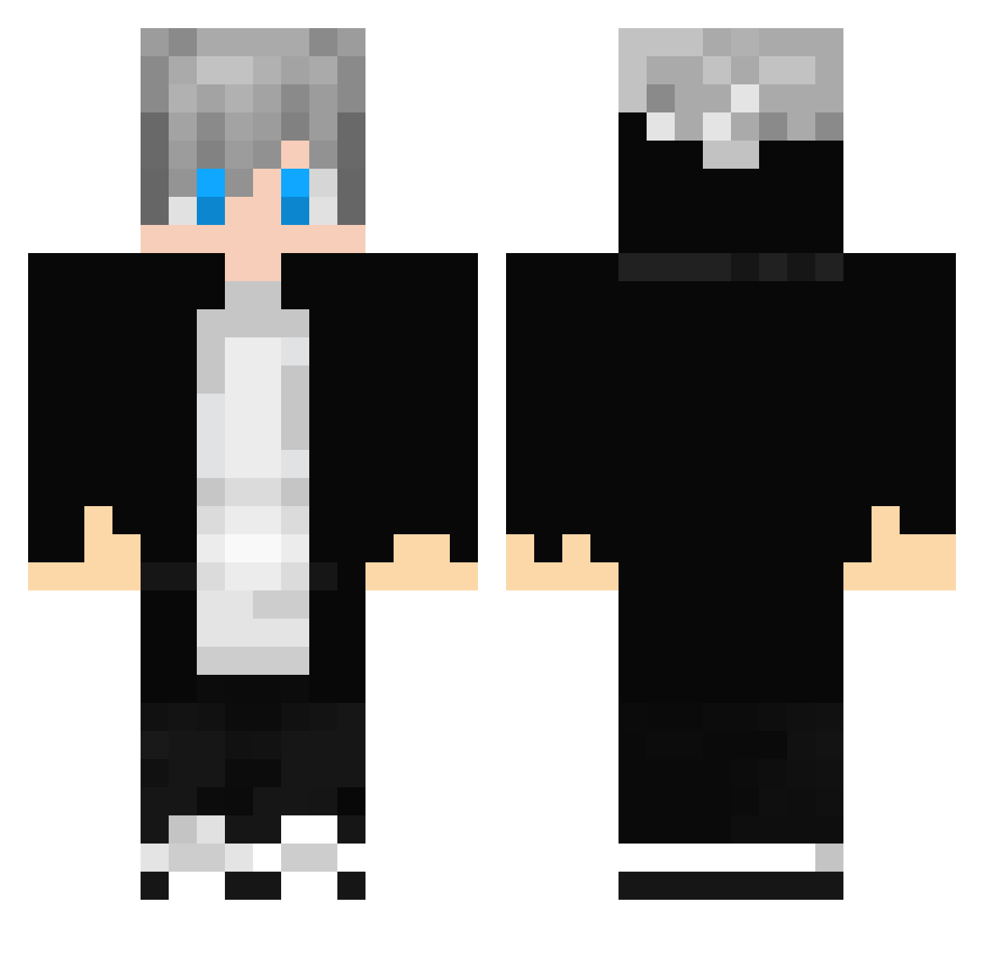 XPoisD Minecraft skin, front and back view