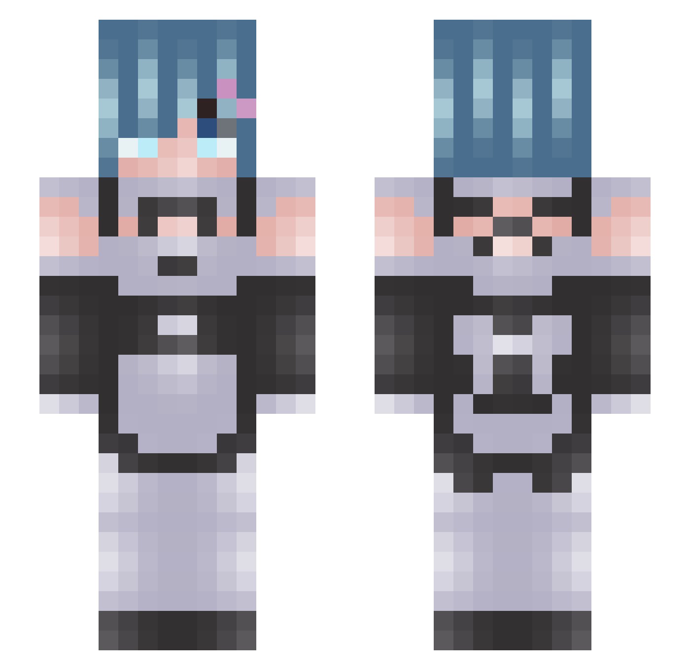 Jaleyy Minecraft skin, front and back view