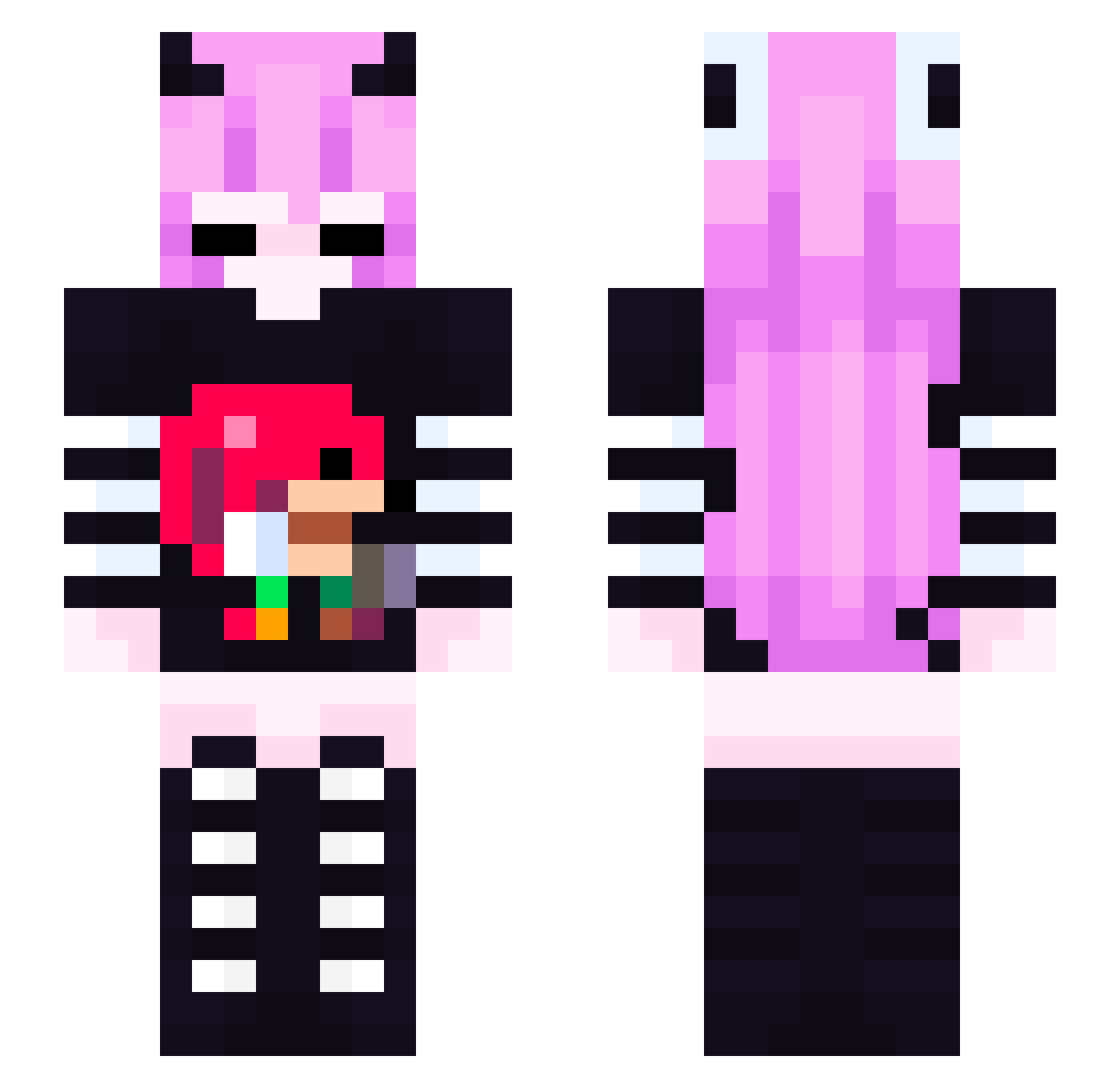 Kutie_Kami Minecraft skin, front and back view