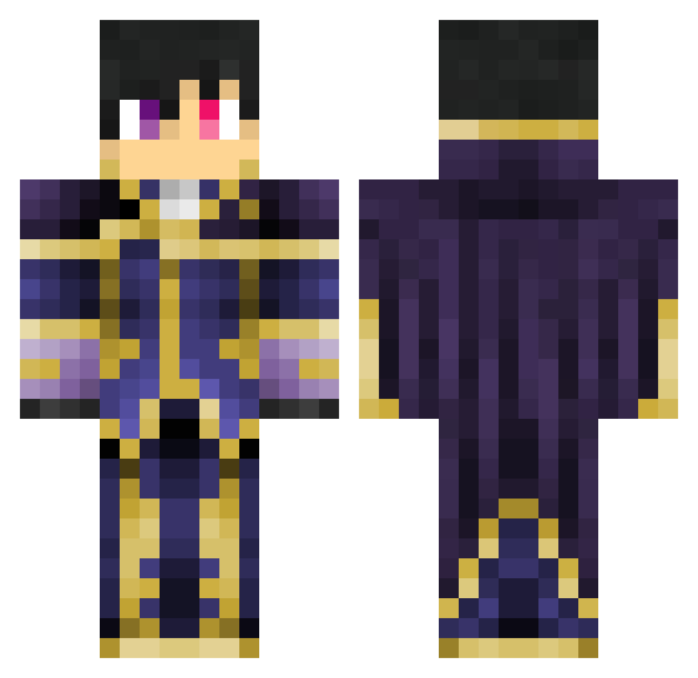 Sammy2279 Minecraft skin, front and back view
