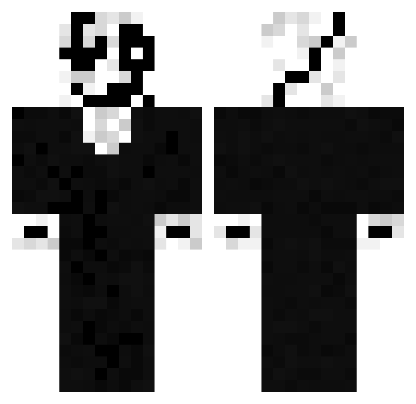 DarkKnightElf Minecraft skin, front and back view