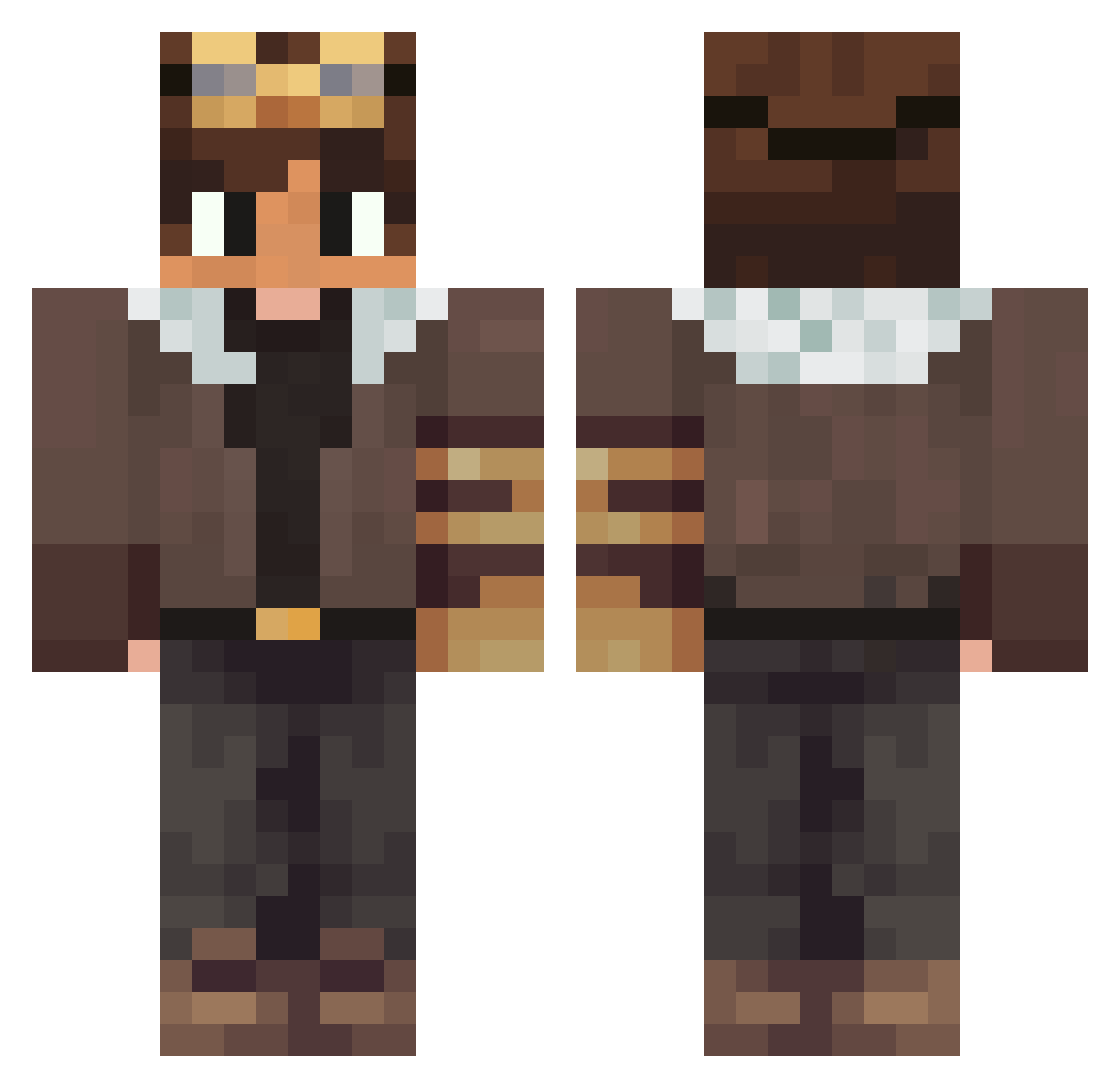 GRANDMASTERPIG Minecraft skin, front and back view