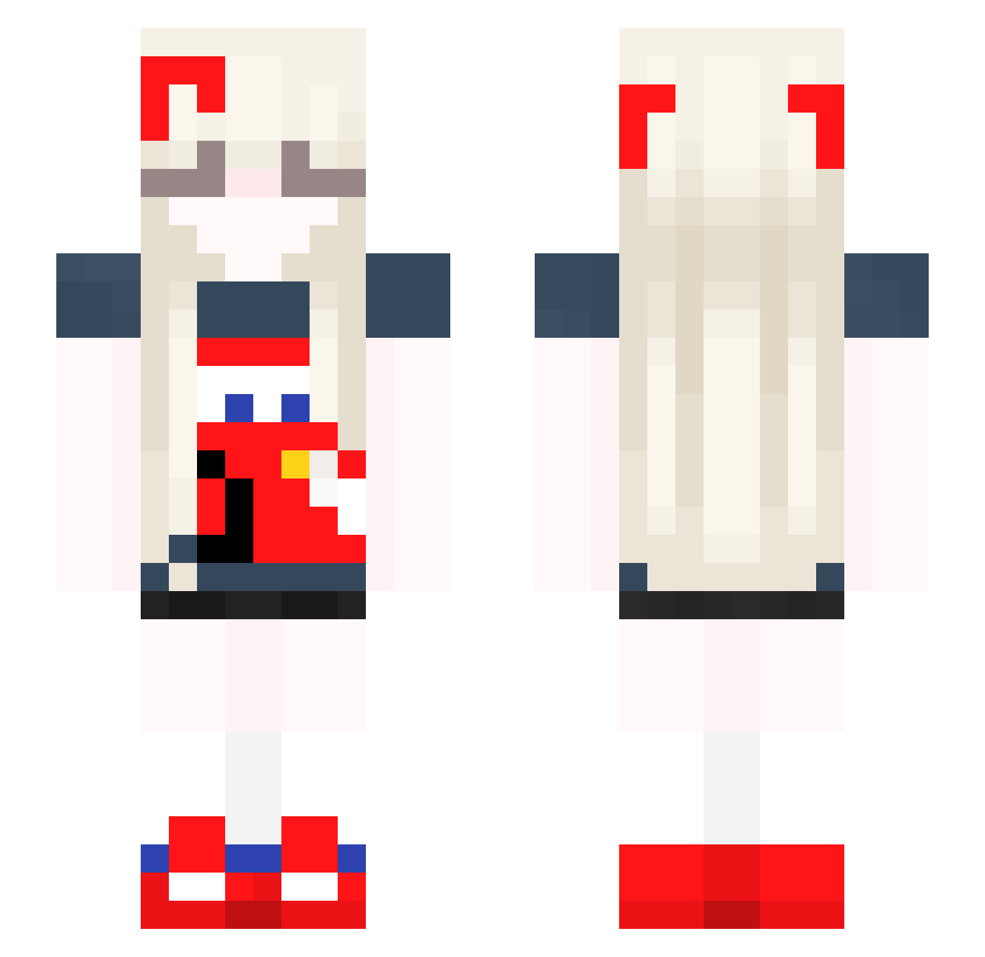Assialaz Minecraft skin, front and back view