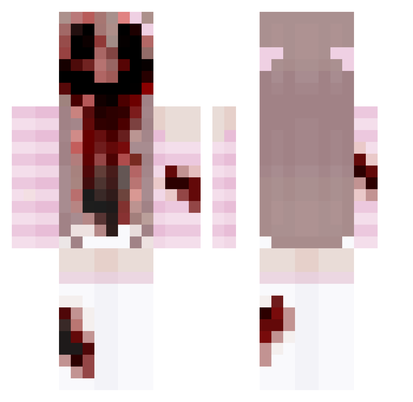 am7lia Minecraft skin, front and back view
