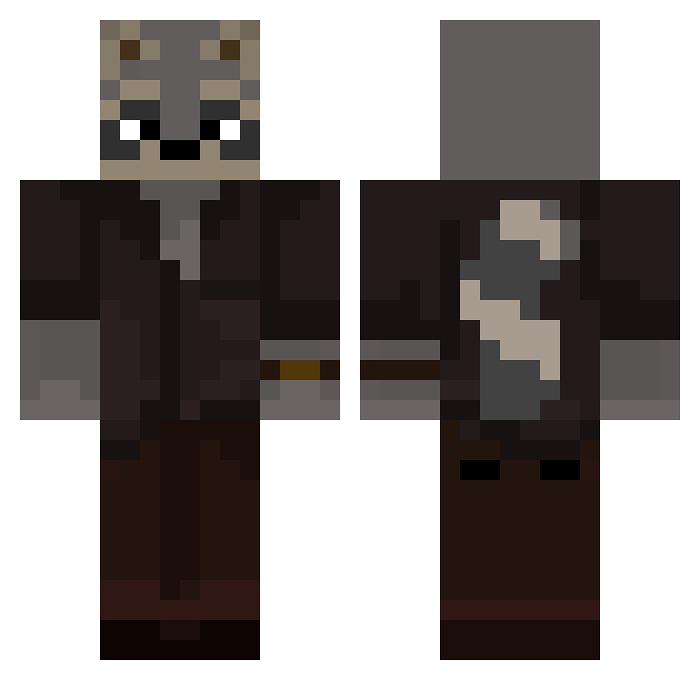 Spookyteam Minecraft skin, front and back view